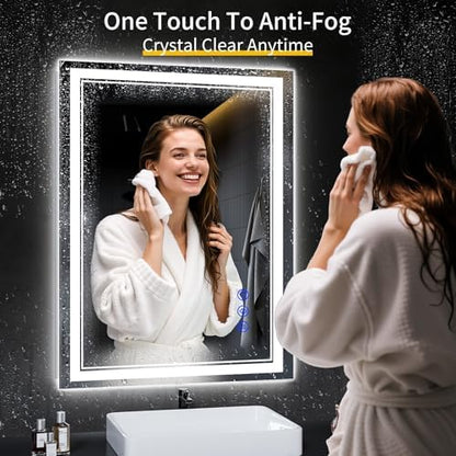 40"x30" LED Bathroom Mirror with Lights,Anti-Fog,3 Color Modes