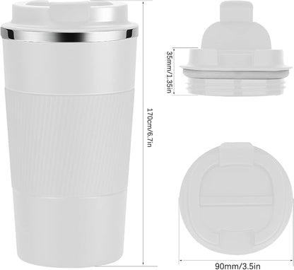 YINJAM 17oz Travel Coffee Mug Insulated Coffee Cups to Go with Leakproof Lid Vacuum Stainless Steel Double Walled Thermal Car Coffee Tumbler for Hot Cold Ice Tea Drinks Reusable (White, 17oz)