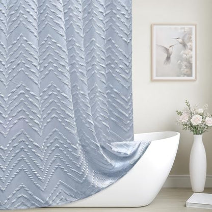 Fog Blue Boho Fabric Shower Curtain 48 x 72 Inches