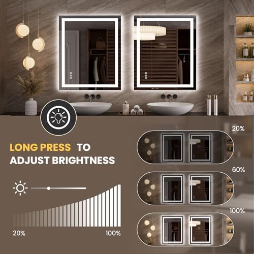 LOAAO 35.4"x29.9" LED Bathroom Mirror with Lights, UL Listed