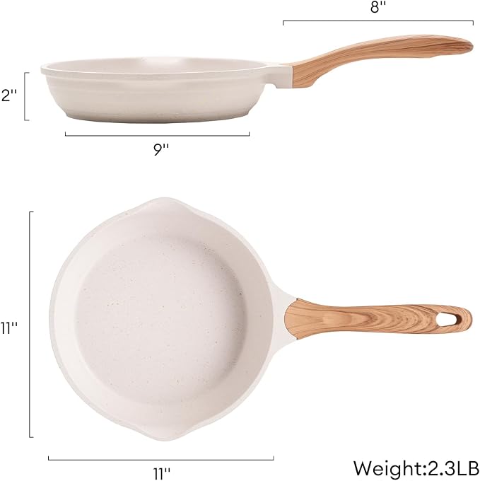 JEETEE 11 Inch Nonstick Frying Pan, Stone Coating Cookware, Nonstick Omelette Pan with Heat-Resistant Handle, Induction Skillet for Eggs