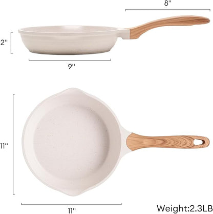 JEETEE 11 Inch Nonstick Frying Pan, Stone Coating Cookware, Nonstick Omelette Pan with Heat-Resistant Handle, Induction Skillet for Eggs