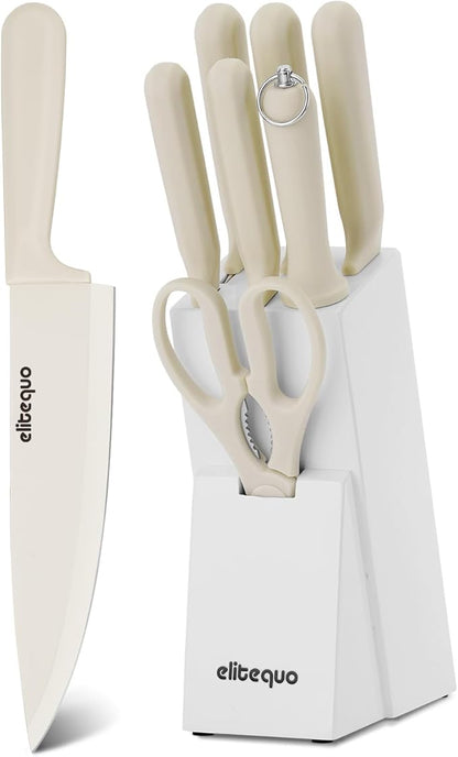 8 Piece Kitchen Knife Block Set with Sharpener,Dishwasher Safe,German Stainless Steel with Ergonomic Handle Anti-slip Handle