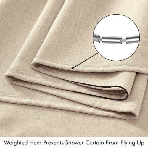 ANRODUO Copper Brown Linen Textured Fabric Shower Curtain Set - W72xL84