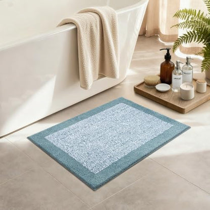 Bathroom Rugs 24x17 Non Slip Washable, Soft Absorbent Bath Mat Dusty Blue