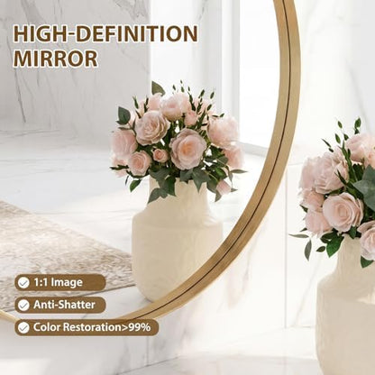 Sweetcrispy 30 Inch Round Bathroom Wall Mirror, Circle Vanity Mirror