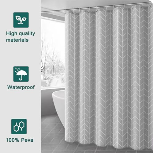 Shower Curtain Liner, 100% Waterproof PEVA Shower Curtains with 3 Duty Heavy Bottom Magnets and 12 Rust Proof Grommets, 72x72 Weighted Shower Liner for Shower Stall, Bathtubs
