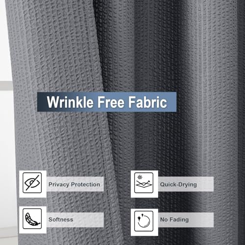 OWENIE Grey Shower Curtain for Bathroom 78 Inches Long, 3D Embossed Textured Fabric Farmhouse Shower Curtain Soft Cloth, Water Repellent, Machine Washable, Hotel Style, 72" W x 78" L, Grey