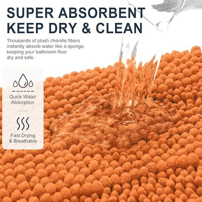 Smiry Thick Chenille Bathroom Runner Rugs 44x24, Absorbent Bath Mat, Clay