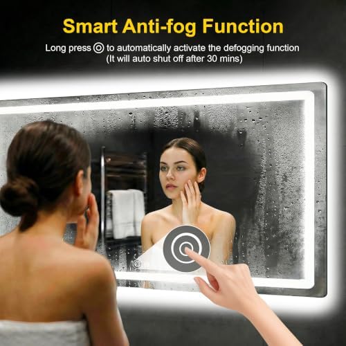 LED Bathroom Mirror with Lights, 30"x55" Lighted Vanity Mirror for Wall