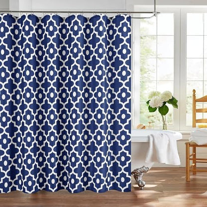 Fabric Modern Shower Curtain-Navy and White Shower Curtains for Bathroom