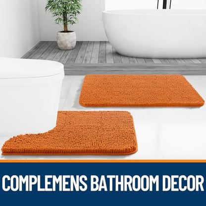 OLANLY Small Bathroom Rugs 24x16, Extra Soft Absorbent Chenille Bath Rugs, Rubber Backing Quick Dry, Machine Washable Bath Mats for Bathroom Floor, Tub and Shower, Home Decor Accessories, Clay