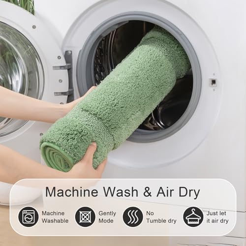 SHACOS Soft Microfiber Bathroom Rugs Set of 2 Pieces, Sage Green