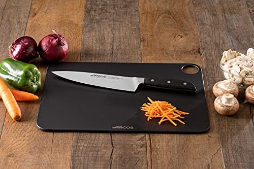 Arcos Forged Chef Knife 8 Inch Stainless Steel. Professional Kitchen Knife for Cooking. Ergonomic Polyoxymethylene Handle and 210mm Blade. Series Manhattan. Color Black