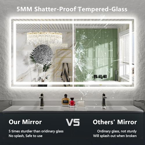 68x48 LED Bathroom Mirror with Lights, Lighted Vanity Mirror