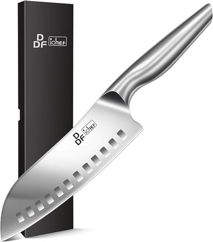DDF iohEF Kitchen Knife, Chef's Knife In Japanese Stainless Steel Professional Santoku Cooking Knife, 7 Inch Non-slip Ultra Sharp Knife with Ergonomic Handle
