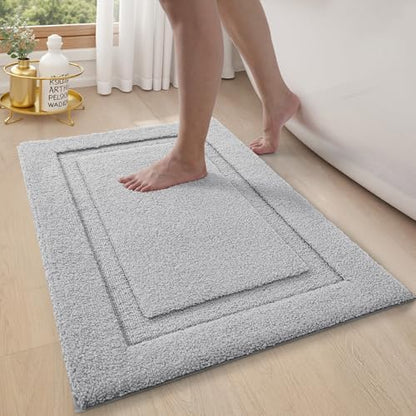 LUMI Ultra Soft Bathroom Rugs Absorbent, Non Slip Bath Mat 16X24, Grey