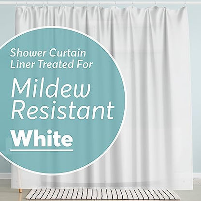 BigFoot Shower Curtain – 72 x 72 PEVA Premium Shower Curtain with Rustproof Metal Grommet and 3 Magnetic Weights – Odor Free and Compatible with Standard Showers, White