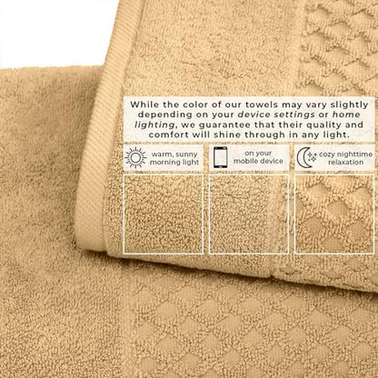 Great Bay Home Hand Towels - 100% Cotton 6 Pack 26x16 Hand Towel Set - Absorbent, Durable, Quick-Dry Towels for Bathroom (Sand)