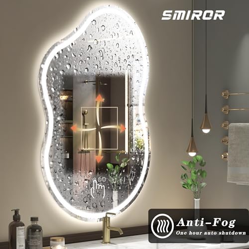 SMIROR 48x26 Irregular Led Lighted Bathroom Vanity Mirror