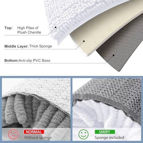 Smiry Bathroom Rugs 47X20, Luxury Chenille Extra Soft Absorbent Bath Mat