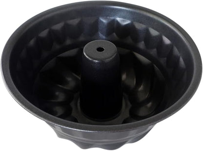 6Inch Tube Cake Pan, Nonstick Fluted Tube Pans, Small Round Carbon Steel Baking Mold, Round Bakeware for Pumpkin Cake, Pudding, Brownies, Bread - 2Pcs, Black