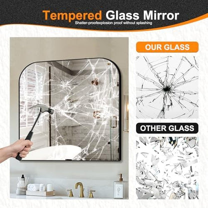 Delma 30"x30" Black Metal Framed Bathroom Mirror for Over Sink