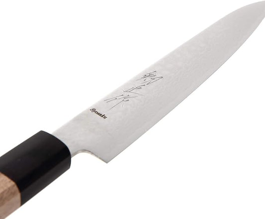 Japanese Petty Knife Damascus ZA18 69 Layer Octagonal Walnut Handle, 6-inch (150mm)