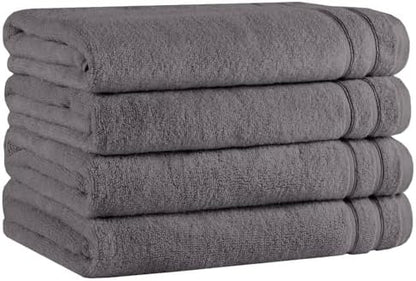 Comfort Spaces 4 Pc Bath Sheet Set 30x60, 100% Cotton 400GSM, Dark Grey