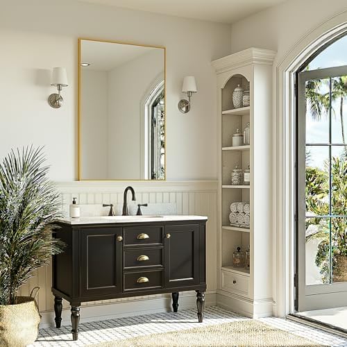 FICTOR Bathroom Vanity Mirror for Over Sink, 20" x 30", Gold