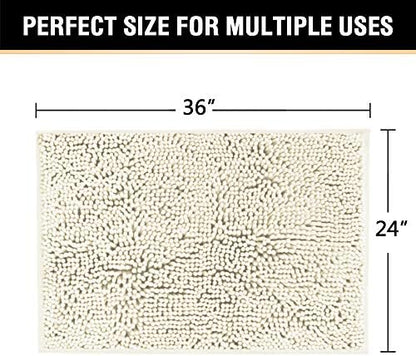 H.VERSAILTEX Bath Mat for Bathroom Non Slip Luxury Chenille Ultra Soft Bath Rugs 24x36 Absorbent Non Skid Shaggy Rugs Washable Dry Fast Plush Area Carpet Mats for Indoor, Bath Room, Tub - Cream