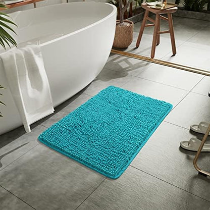 LOCHAS Luxury Bathroom Rug Shaggy Bath Mat 24 x 17 Inch, Teal Blue