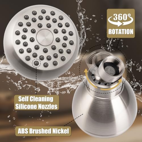 AISOSO Fixed Shower Head High Pressure 2PCS 3Inch Showerhead Brushed Nickel