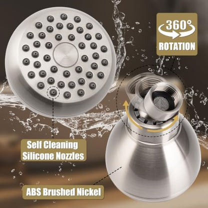 AISOSO Fixed Shower Head High Pressure 2PCS 3Inch Showerhead Brushed Nickel