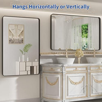 WEER Black Bathroom Vanity Mirror 48X32 Inch