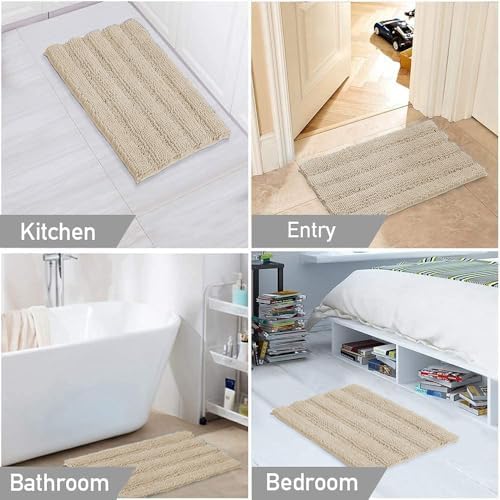 Turquoize Bathroom Rug 20"x32", Soft Absorbent Chenille Bath Rug, Fog