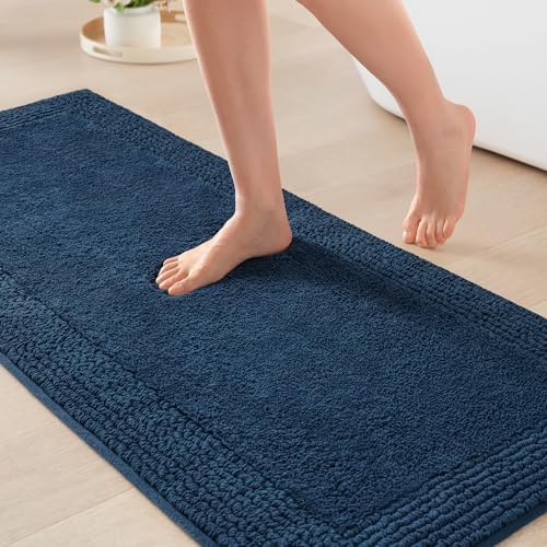 Madison Park Splendor Reversible 100% Cotton Bath Runner, 24 x 60, Navy