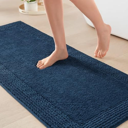 Madison Park Splendor Reversible 100% Cotton Bath Runner, 24 x 60, Navy