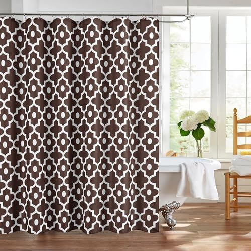 Fabric Modern Shower Curtain-Brown and White Shower Curtains for Bathroom