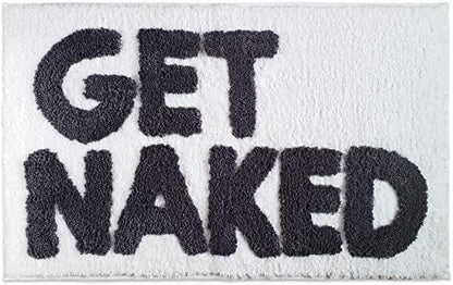 New Mungo Get Naked Bath Mat for Bathtub - Cute Bath Rugs for Apartment Decor - Bath Mats for Bathroom as Shower Floor Mat - Tufted Gray and White Bathroom Rug - 31" x 20"