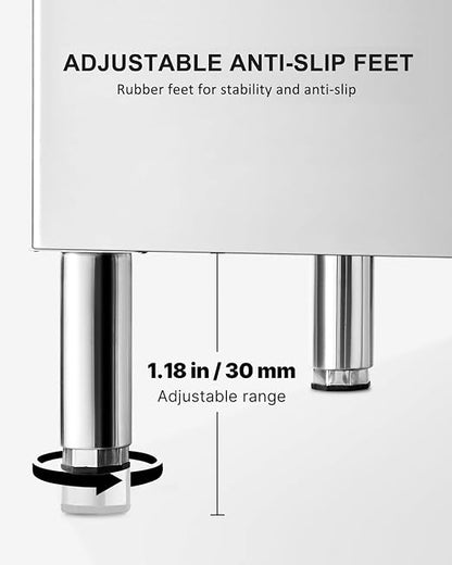 Commercial Ice Maker Storage Bin, 350lbs Capacity Ice-Bin, Stainless Steel Commercial Ice Storage Bin Filled with Foam Layer, Keep Frozen Over 12 Hours Suitable for Beverage Shops and Restaurant Hotel