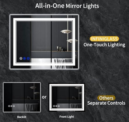 48"x24" LED Bathroom Mirror with Lights,Anti-Fog,3 Color Modes