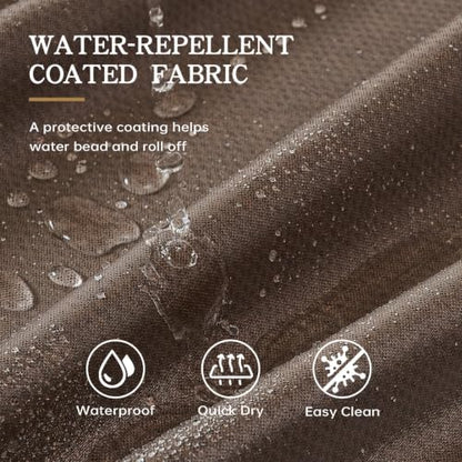 Furlinic Brown Shower Curtain No Hook Scalloped Waterproof Fabric W48 x H75