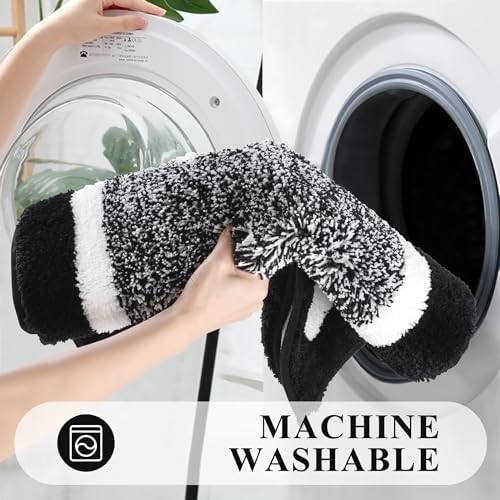 Pauwer 3 Piece Bathroom Rug Set, Non Slip Washable Bath Mat, Black