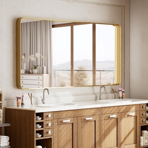VooBang Bathroom Mirror 30"x48", Gold Gorgeous Deep Frame Wall Mirror