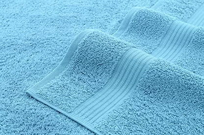 American Veteran Towel, 100% Cotton Turkish 6 Piece Towel Set Luxury Towels Set of 6 for Bathroom Essentials, 2 Bath Towels 2 Hand Towels 2 Washcloths, Sky Blue