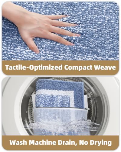 Color&Geometry Simple and Stylish Large Bath Mats for Bathroom,24"x36" Blue