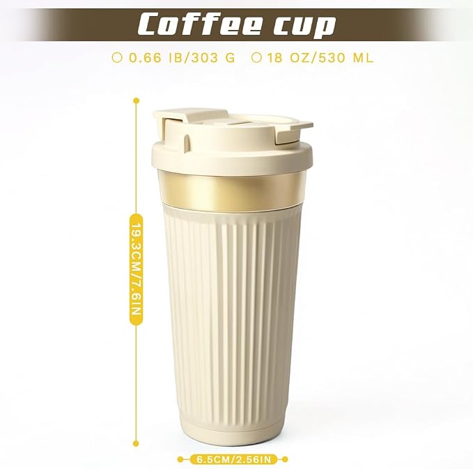 SPLMIFA Vacuum-Insulated Stainless Steel Travel Coffee Mug, Leak-Proof Reusable Coffee Cup with Lid-Keeps Drinks Hot & Cold for Hours, Durable Double Wall Tumbler for Men & Women (5th-White, 18OZ)