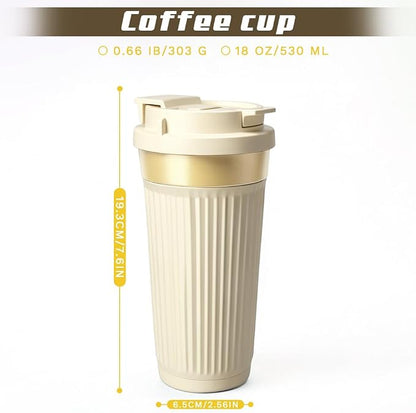 SPLMIFA Vacuum-Insulated Stainless Steel Travel Coffee Mug, Leak-Proof Reusable Coffee Cup with Lid-Keeps Drinks Hot & Cold for Hours, Durable Double Wall Tumbler for Men & Women (5th-White, 18OZ)