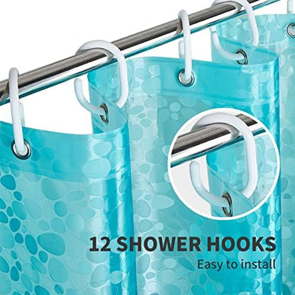 Bostofy Shower Curtain Liner Heavy Duty EVA, Waterproof Shower Liner with 12 Rust Proof Metal Grommets and 3 Weighted Magnet, 72 x 72 Inches Bathroom Shower Curtain, Teal